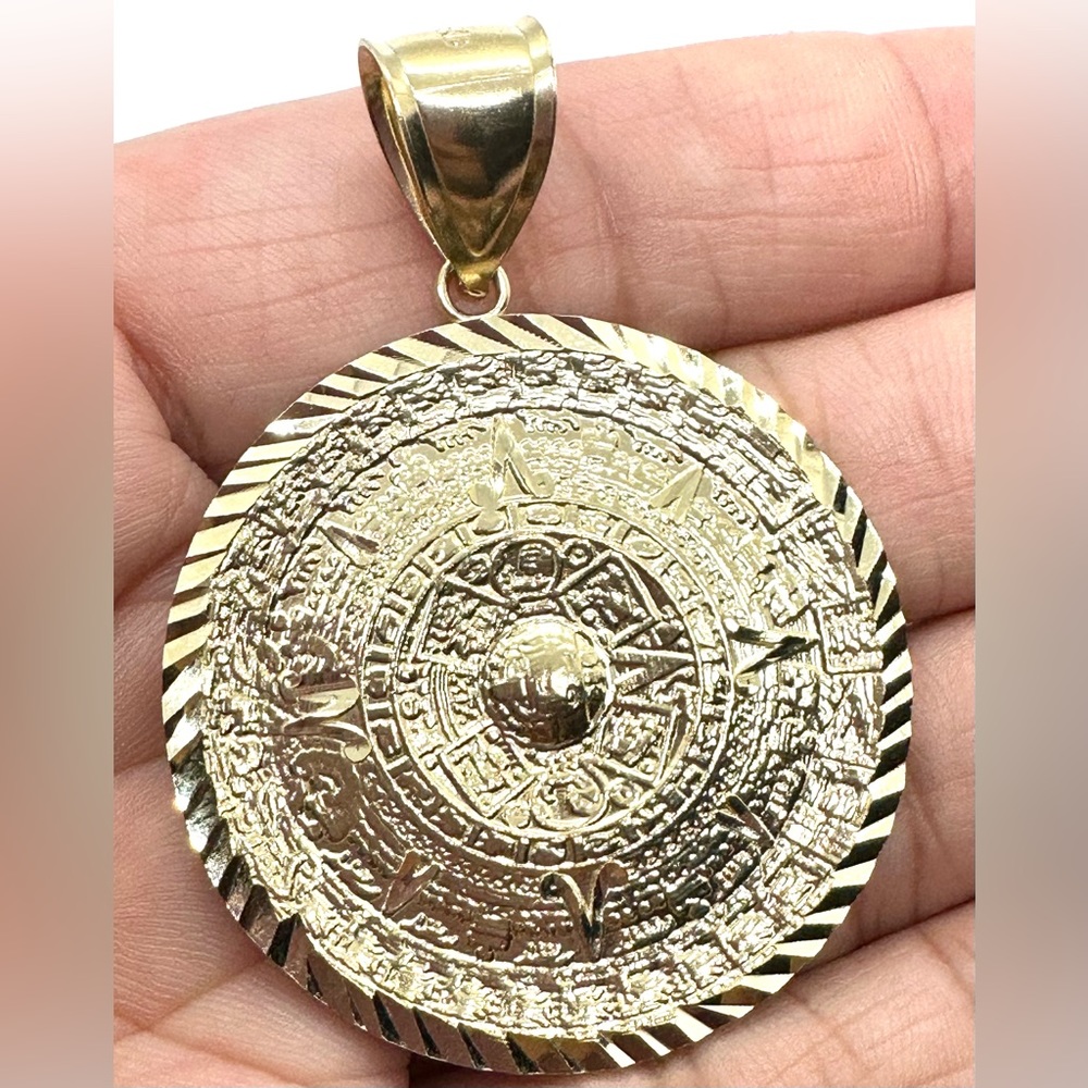 10K Gold Aztec Calendar Pendant
